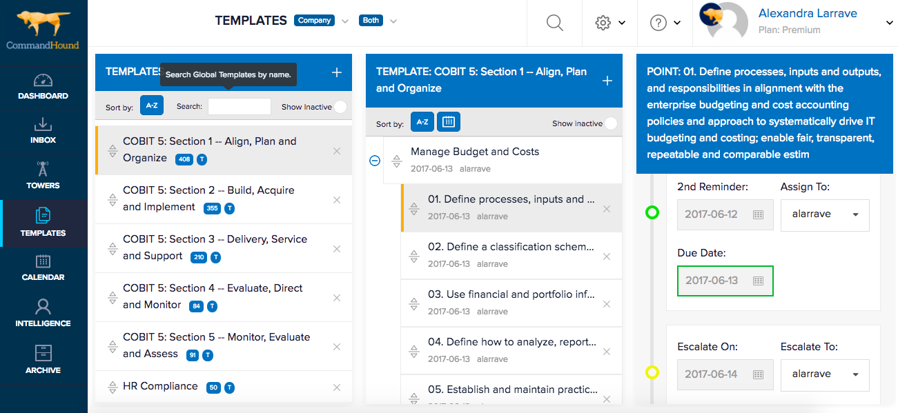 CommandHound COBIT Milestones