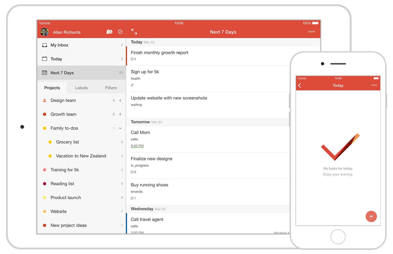 Todoist is a powerful task management and gtd app that focuses on making sure things get done. 